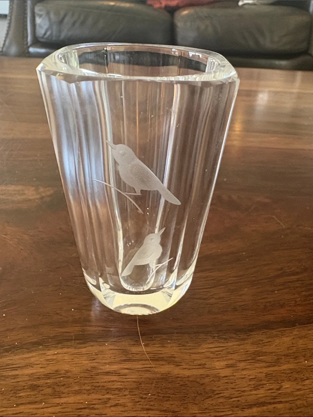 Vintage MCM Orrefors Etched Crystal Vase designed by Sven‎ Palmqvist